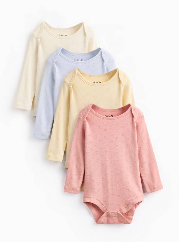 Pointelle Long Sleeve Bodysuits 4 pack 6-9 months